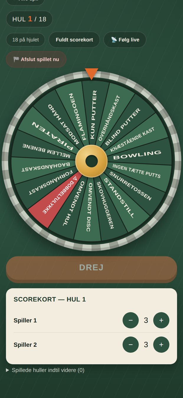 Disc Golf Challenge — håndicaphjul med resultat